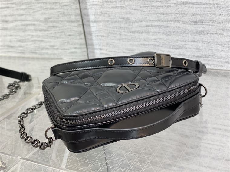 DIOR CARO BOX BAG BLACK QUILTED MACROCANNAGE