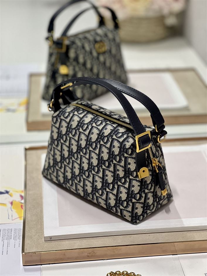 DIOR CARO D-COSY BAG BLUE DIOR OBLIQUE JACQUARD