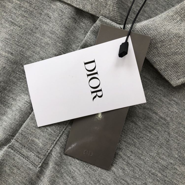 DIOR CD ICON POLO SHIRT GRAY COTTON PIQUÃ‰ - DOT024