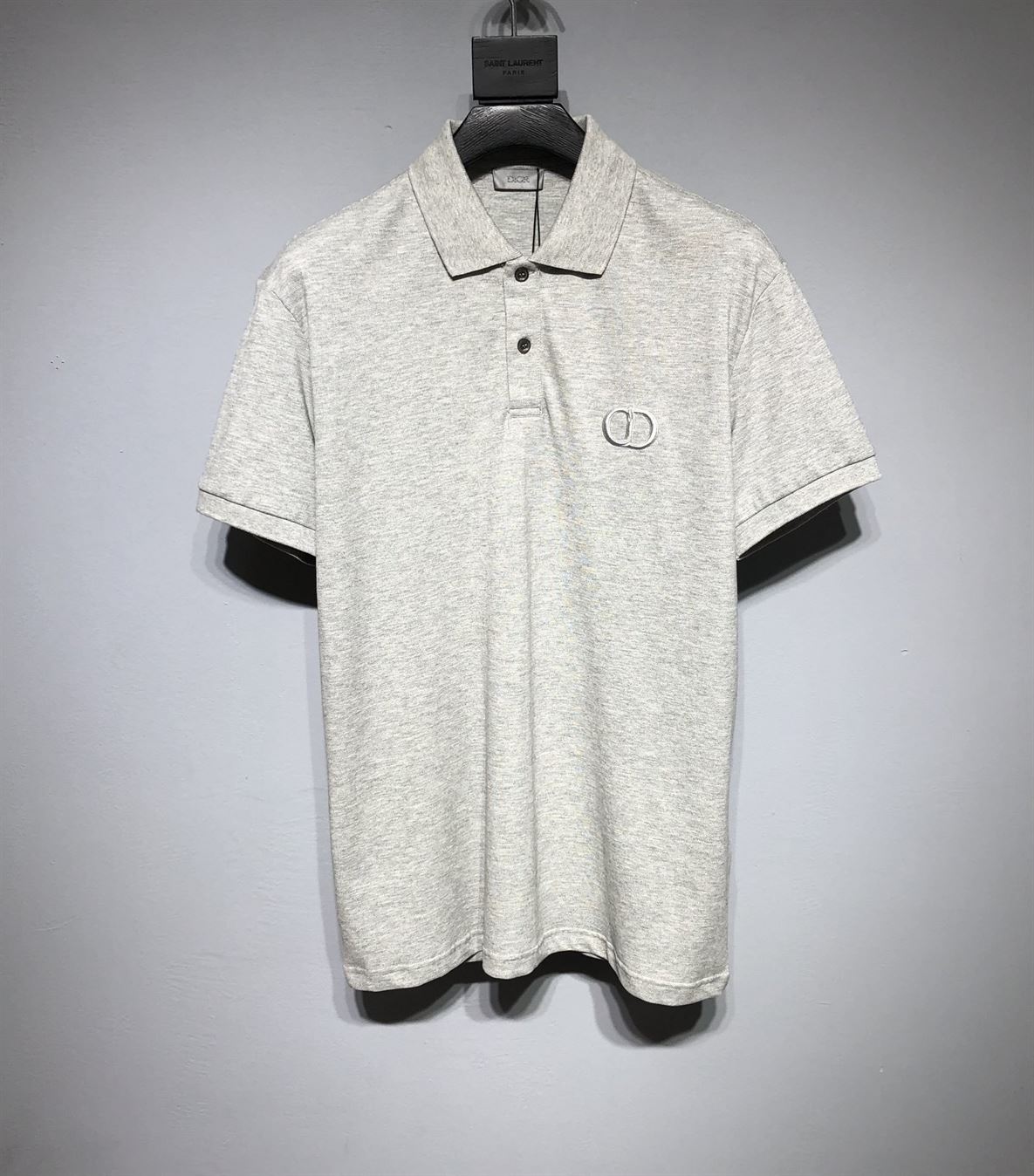 DIOR CD ICON POLO SHIRT GRAY COTTON PIQUÃ‰ - DOT024