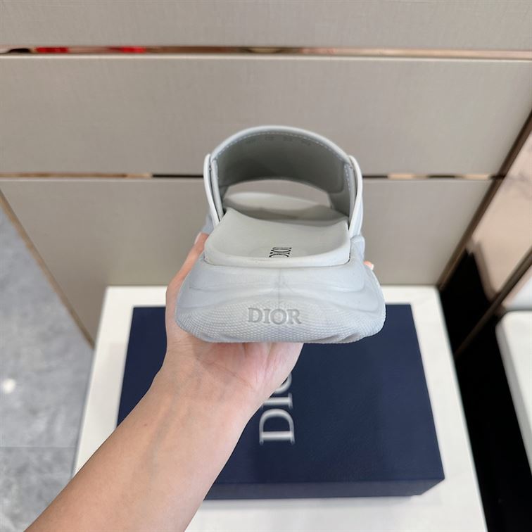 DIOR H-TOWN SANDAL GRAY RUBBER WITH BEIGE AND BLACK DIOR OBLIQUE JACQUARD - DS001