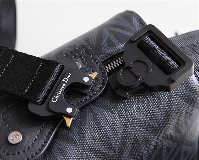 DIOR LINGOT 22 BAG BLACK CD DIAMOND CANVAS - DIO015