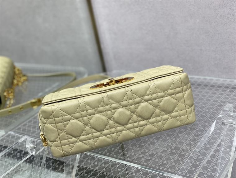 DIOR MEDIUM DIOR CARO BAG BEIGE SUPPLE CANNAGE CALFSKIN