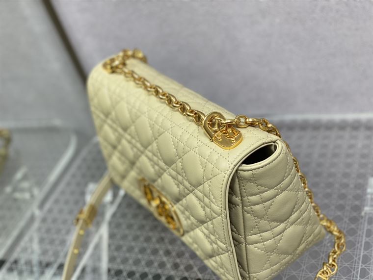 DIOR MEDIUM DIOR CARO BAG BEIGE SUPPLE CANNAGE CALFSKIN