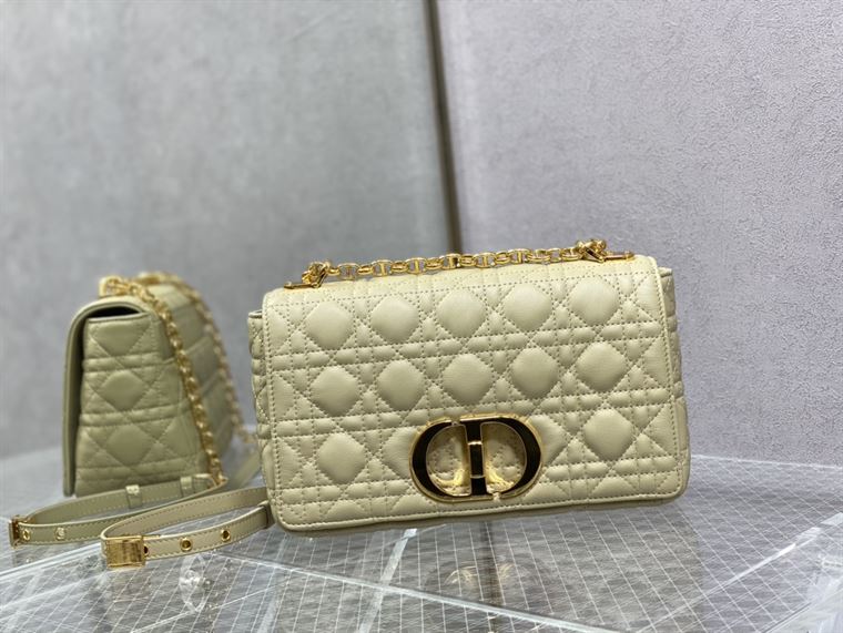 DIOR MEDIUM DIOR CARO BAG BEIGE SUPPLE CANNAGE CALFSKIN