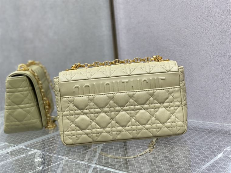 DIOR MEDIUM DIOR CARO BAG BEIGE SUPPLE CANNAGE CALFSKIN
