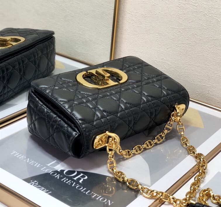 DIOR MEDIUM DIOR CARO BAG BLACK SUPPLE