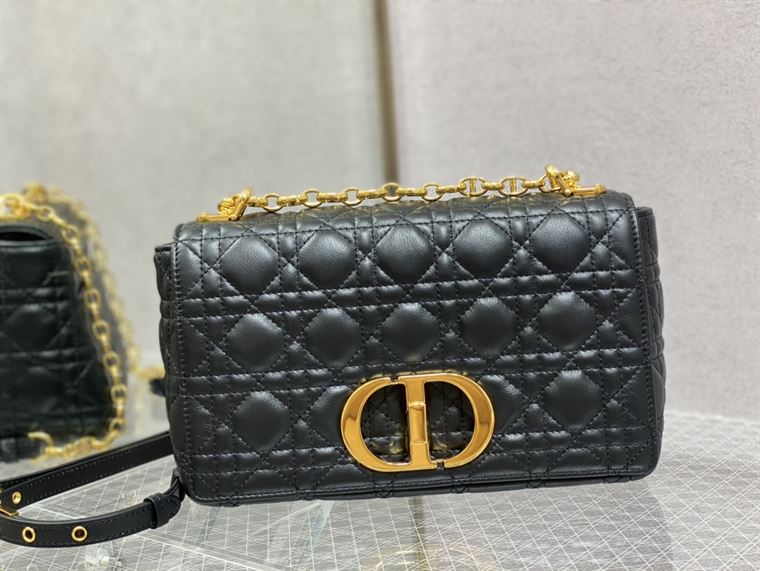 DIOR MEDIUM DIOR CARO BAG BLACK SUPPLE CANNAGE CALFSKIN
