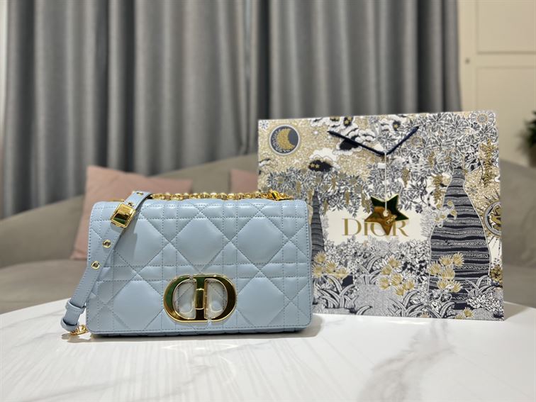 DIOR MEDIUM DIOR CARO BAG BLUE QUILTED