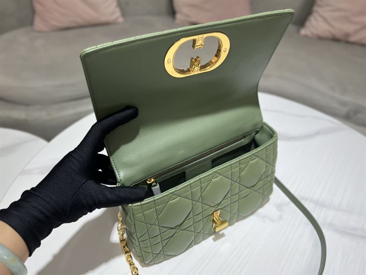 DIOR MEDIUM DIOR CARO BAG GREEN QUILTED