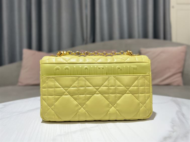 DIOR MEDIUM DIOR CARO BAG YELLOW QUILTED