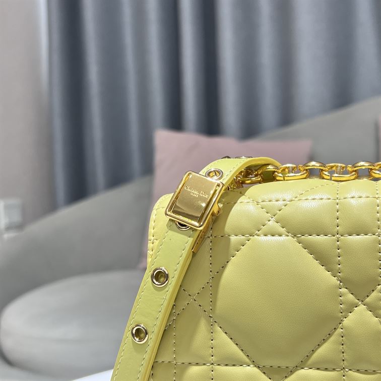 DIOR MEDIUM DIOR CARO BAG YELLOW QUILTED