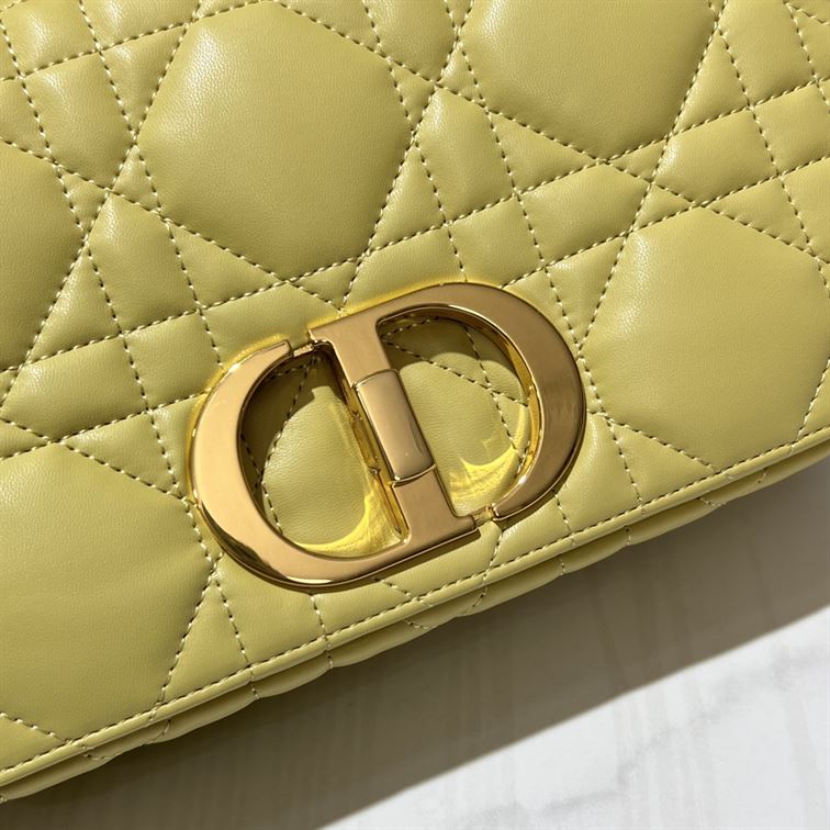 DIOR MEDIUM DIOR CARO BAG YELLOW QUILTED