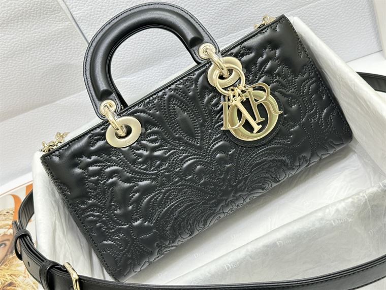 DIOR MEDIUM LADY D-JOY BAG BLACK QUILTED EFFECT