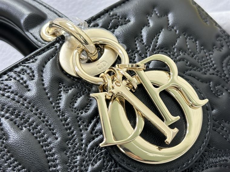 DIOR MEDIUM LADY D-JOY BAG BLACK QUILTED EFFECT