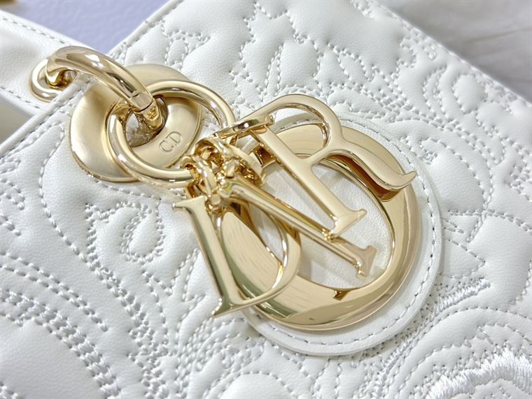 DIOR MEDIUM LADY D-JOY BAG LATTE QUILTED EFFEC