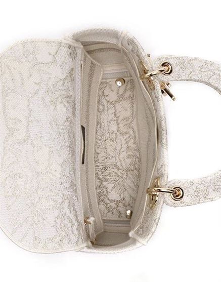DIOR MEDIUM LADY D-LITE WHITE BAG