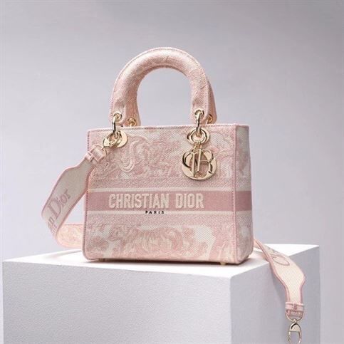 DIOR MEDIUM LADY D-LITE PINK BAG