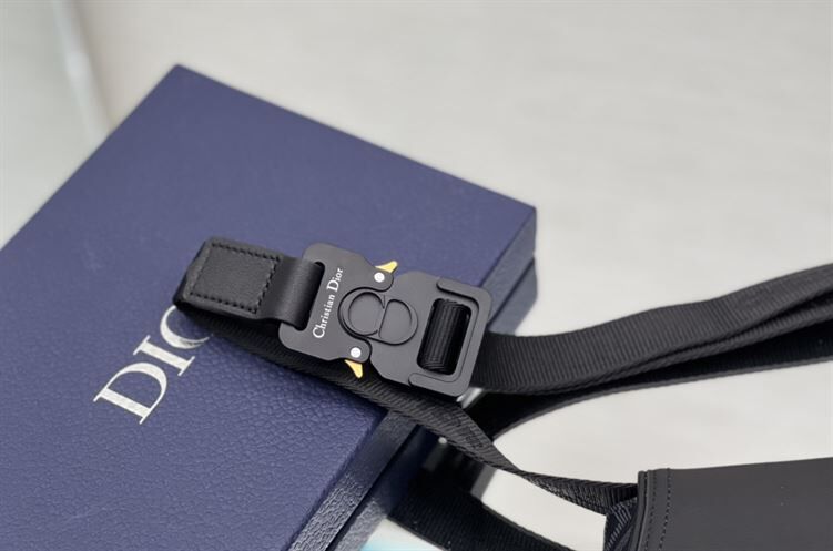 DIOR MINI SADDLE BAG BLACK CD DIAMOND CANVAS AND SMOOTH CALFSKIN - DIO007