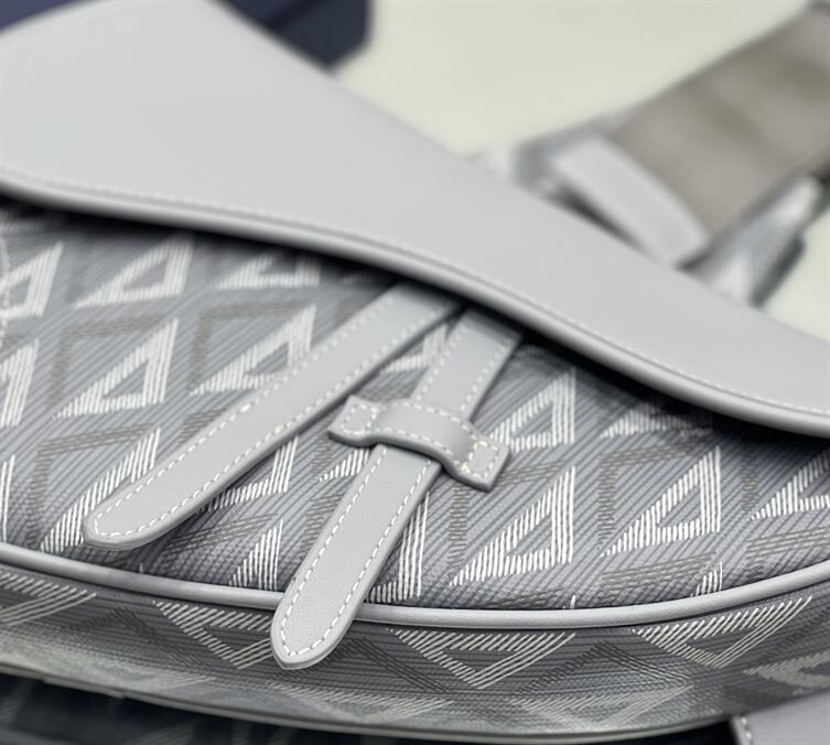 DIOR MINI SADDLE BAG GRAY CD DIAMOND CANVAS AND SMOOTH CALFSKIN - DIO005