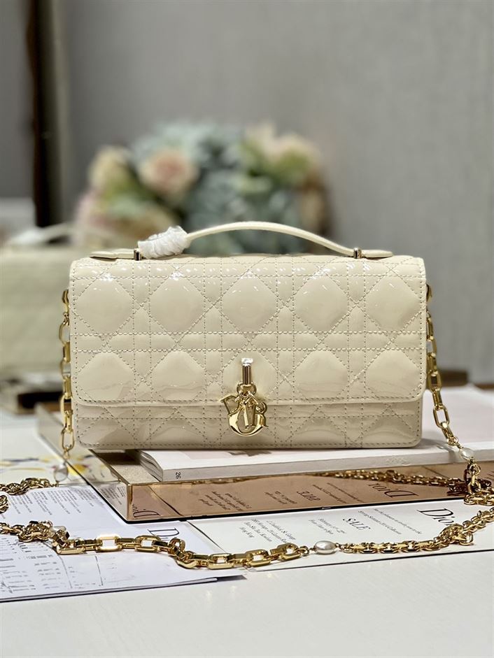 DIOR MISS DIOR MINI BAG BEIGE CANNAGE LAMBSKIN
