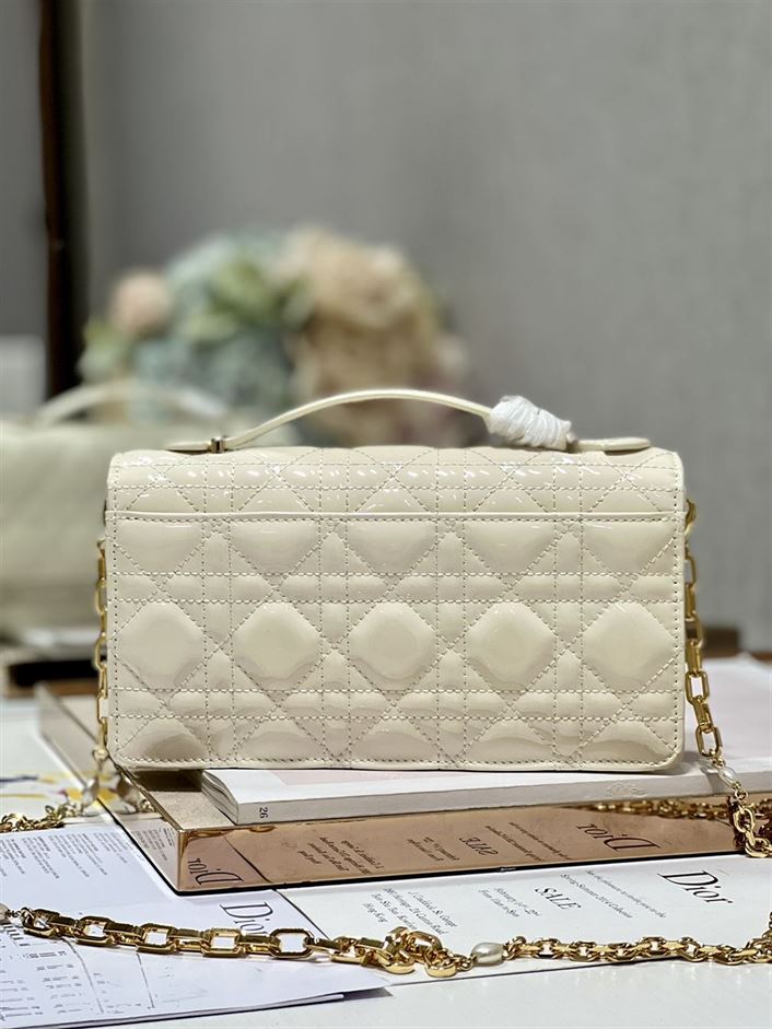 DIOR MISS DIOR MINI BAG BEIGE CANNAGE LAMBSKIN
