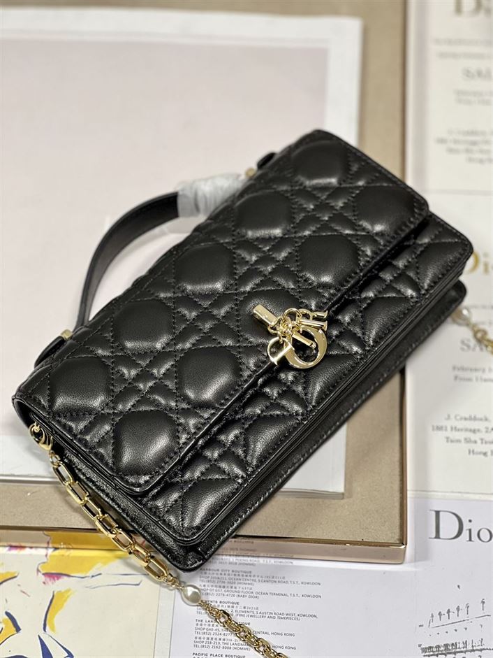 DIOR MISS DIOR MINI BAG BLACK CANNAGE LAMBSKIN
