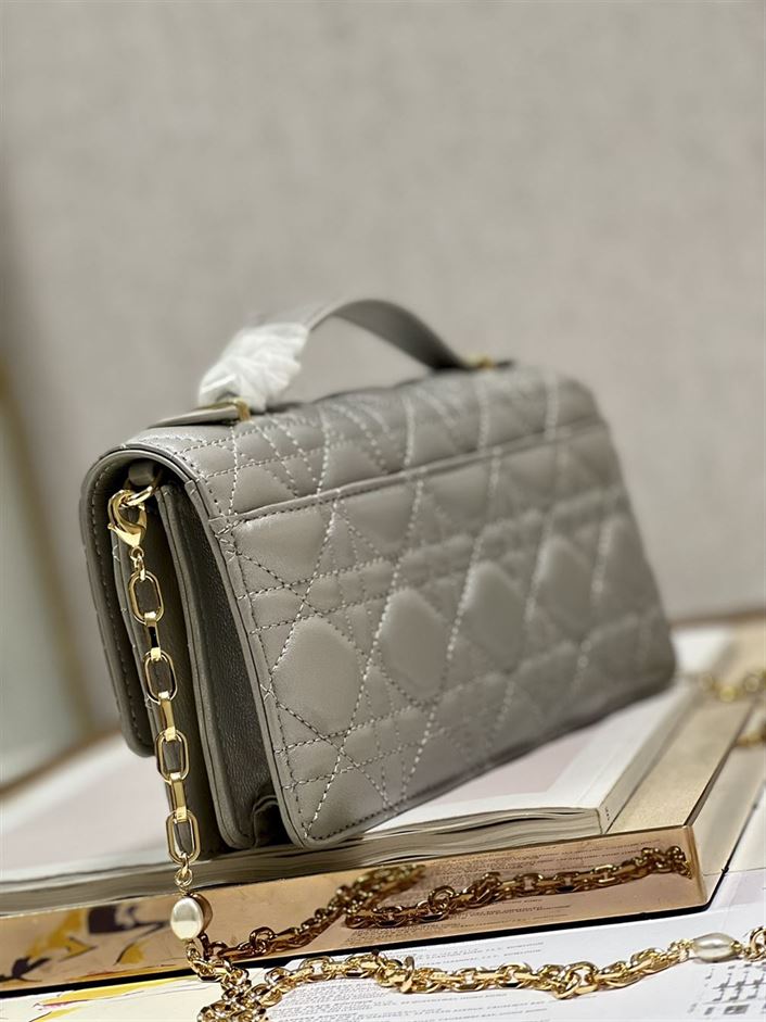 DIOR MISS DIOR MINI BAG GREY CANNAGE LAMBSKIN