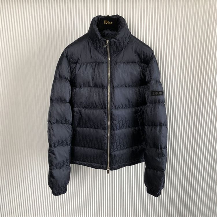 DIOR OBLIQUE DOWN JACKET BLACK NYLON TECHNICAL JACQUARD - DRC008