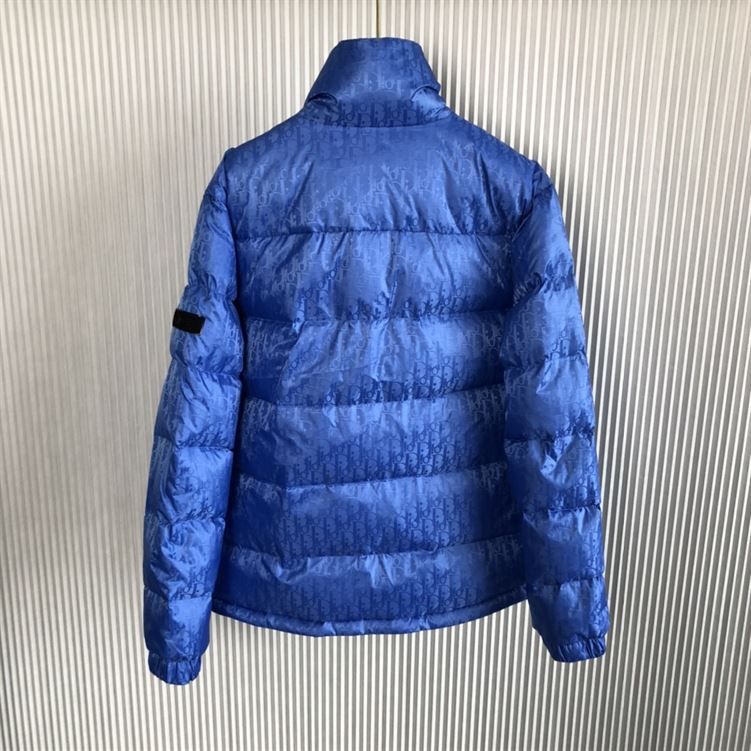 DIOR OBLIQUE DOWN JACKET BLUE TECHNICAL JACQUARD - DRC005