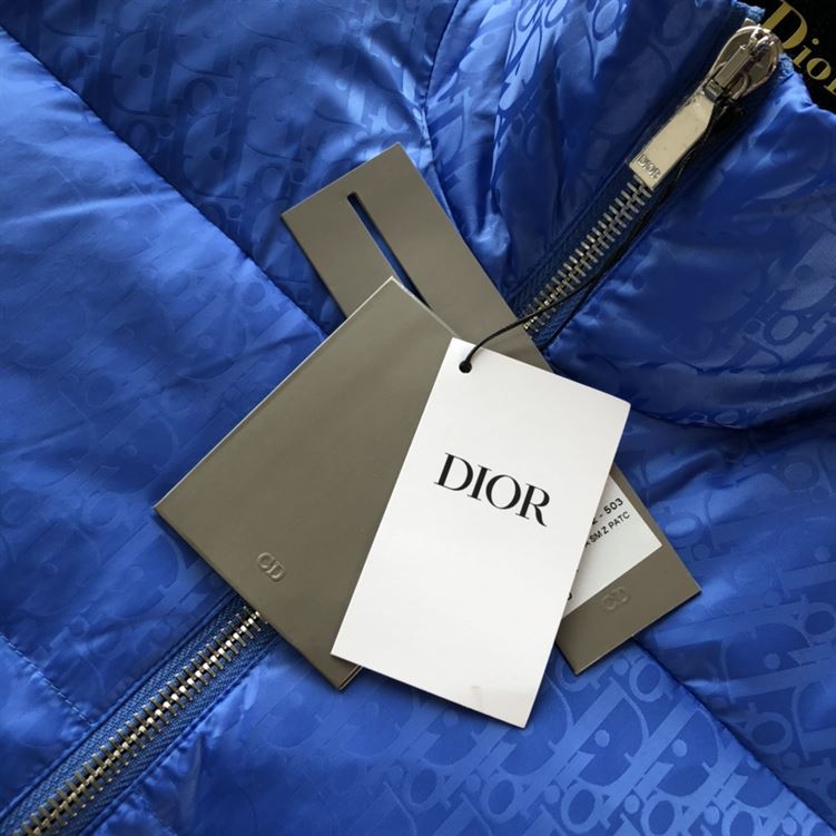 DIOR OBLIQUE DOWN JACKET BLUE TECHNICAL JACQUARD - DRC005