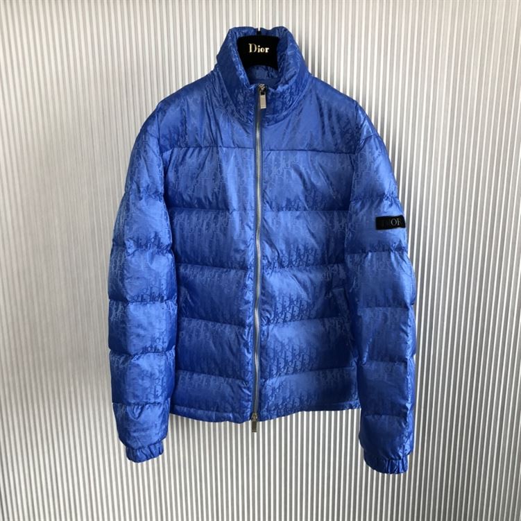 DIOR OBLIQUE DOWN JACKET BLUE TECHNICAL JACQUARD - DRC005