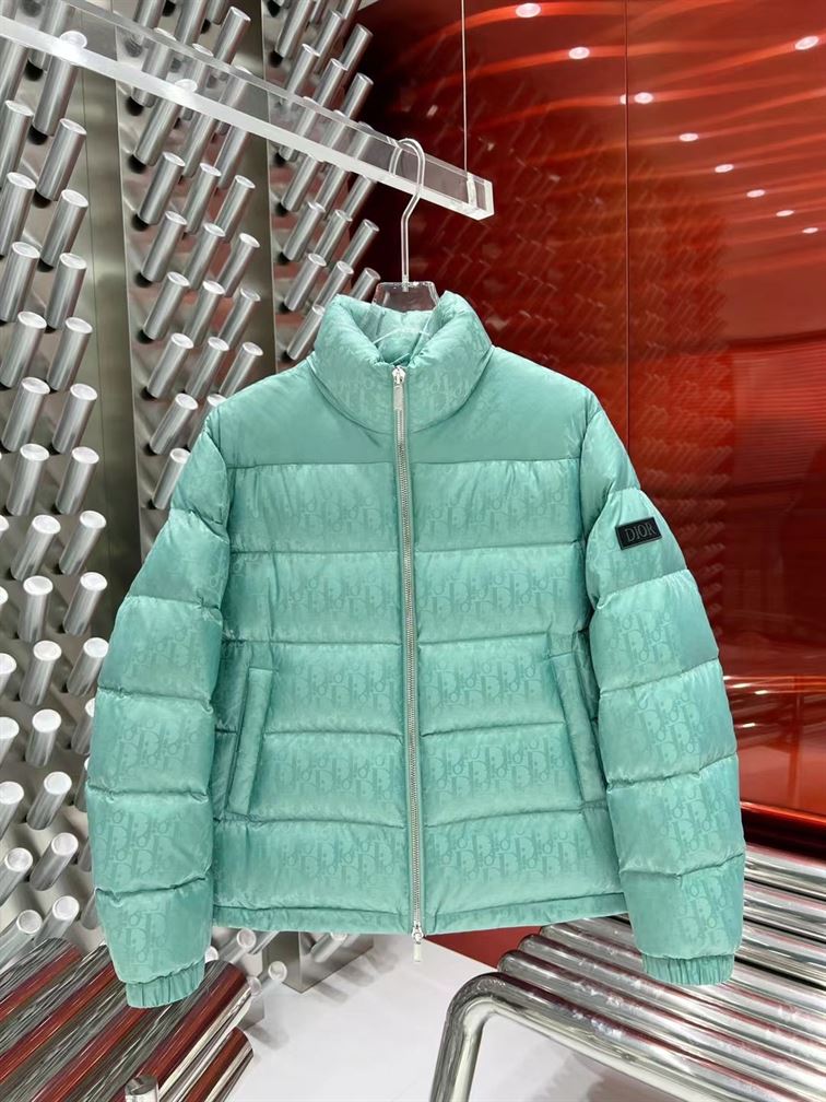 DIOR OBLIQUE DOWN JACKET SEA GREEN TECHNICAL JACQUARD - DRC004