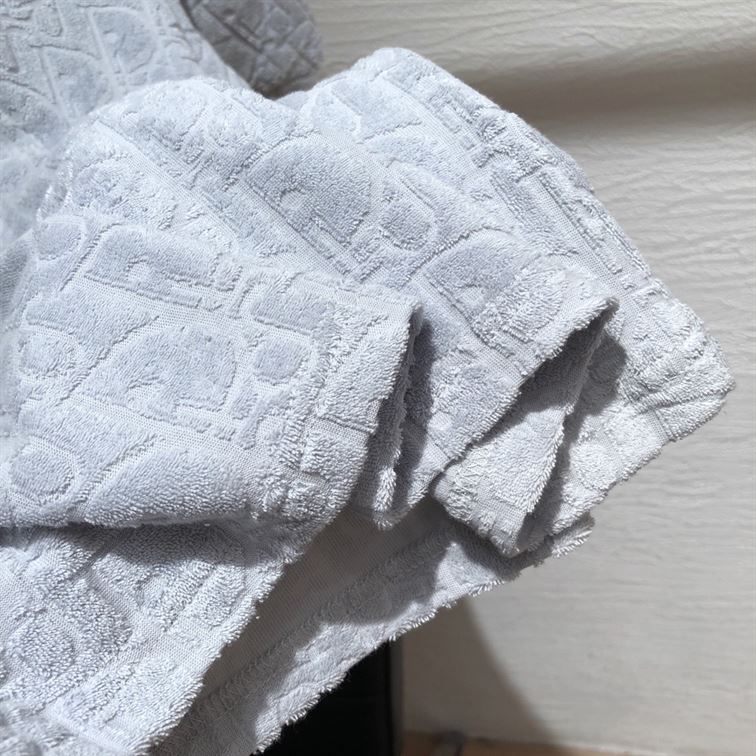 DIOR OBLIQUE T-SHIRT RELAXED FIT BLUE TERRY COTTON JACQUARD - DOT017