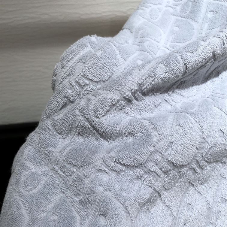 DIOR OBLIQUE T-SHIRT RELAXED FIT BLUE TERRY COTTON JACQUARD - DOT017