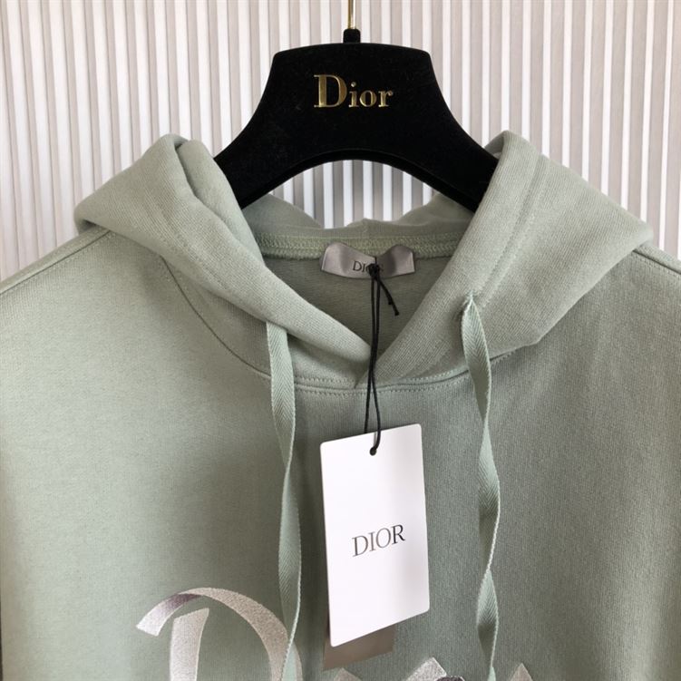 DIOR OVERSIZED HOODED SWEATSHIRT LIGHT GREEN ORGANIC COTTON FLEECE