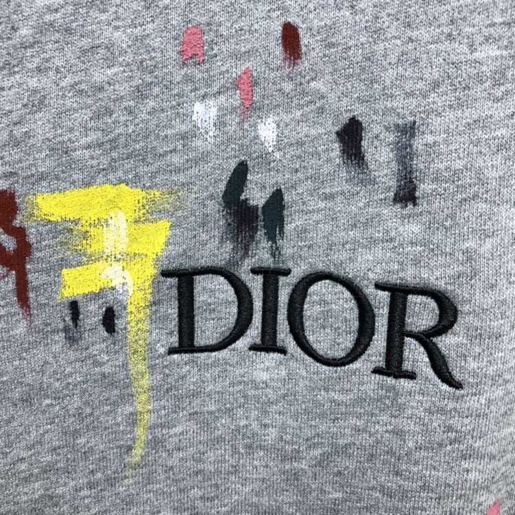 DIOR OVERSIZED SWEATSHIRT WHITE COTTON FLEECE WITH PAINT PRINT