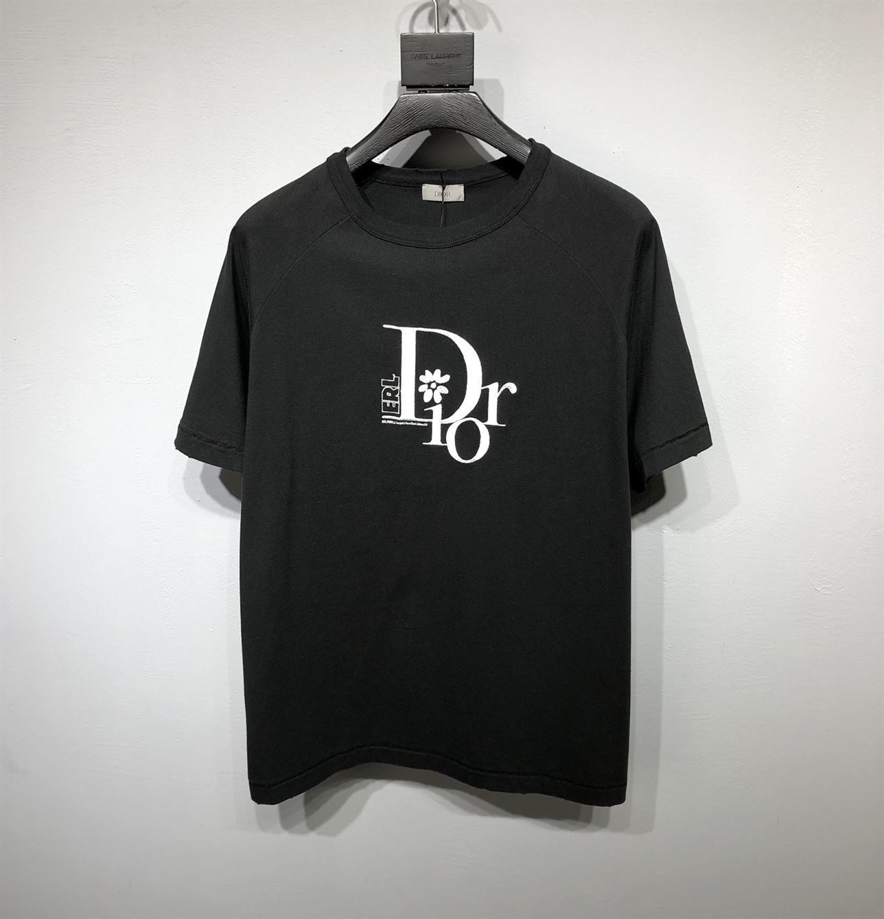 DIOR RELAXED-FIT DIOR BY ERL T-SHIRT BLACK SLUB COTTON JERSEY - DOT022