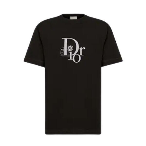 DIOR RELAXED-FIT DIOR BY ERL T-SHIRT BLACK SLUB COTTON JERSEY - DOT022