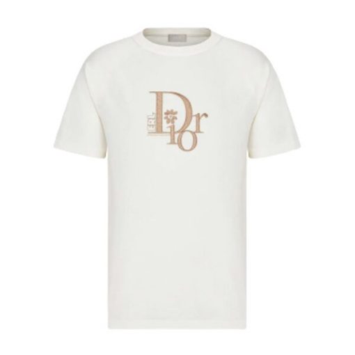 DIOR RELAXED-FIT DIOR BY ERL T-SHIRT WHITE SLUB COTTON JERSEY - DOT021