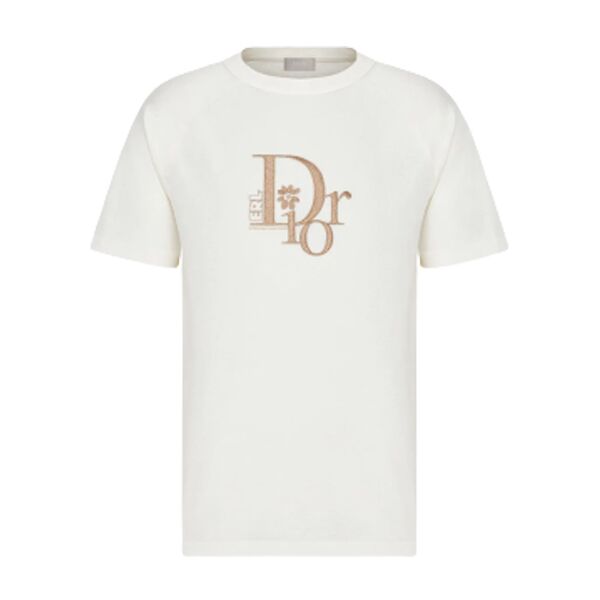 DIOR RELAXED-FIT DIOR BY ERL T-SHIRT WHITE SLUB COTTON JERSEY - DOT021