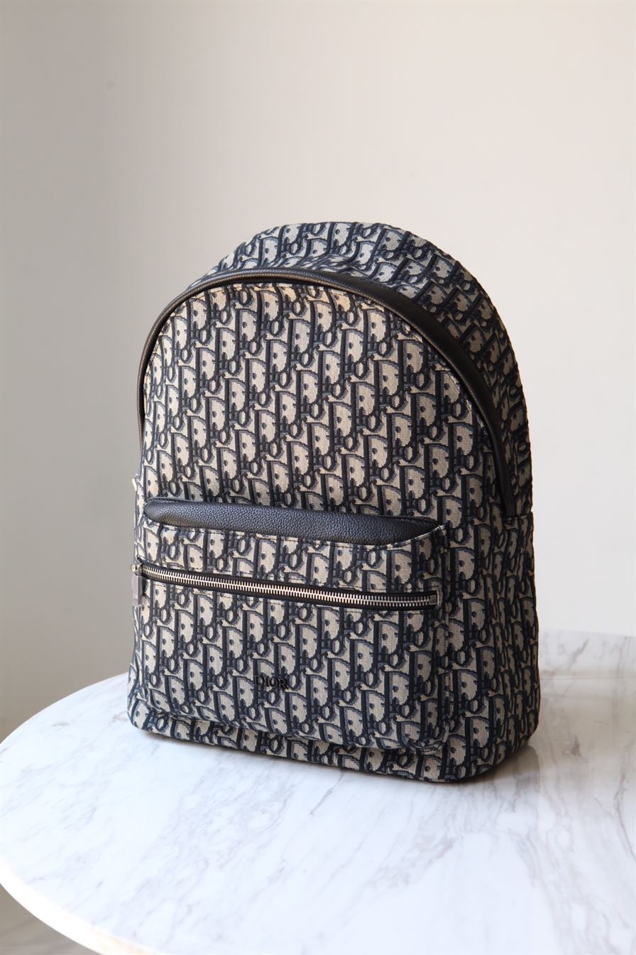 DIOR RIDER BACKPACK BEIGE AND BLACK DIOR OBLIQUE JACQUARD - DIO028