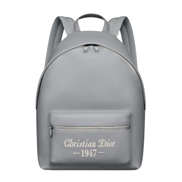 DIOR RIDER BACKPACK GRAY GRAINED CALFSKIN WTIH "CHRISTIAN DIOR 1947" SIGNATURE - DIO023