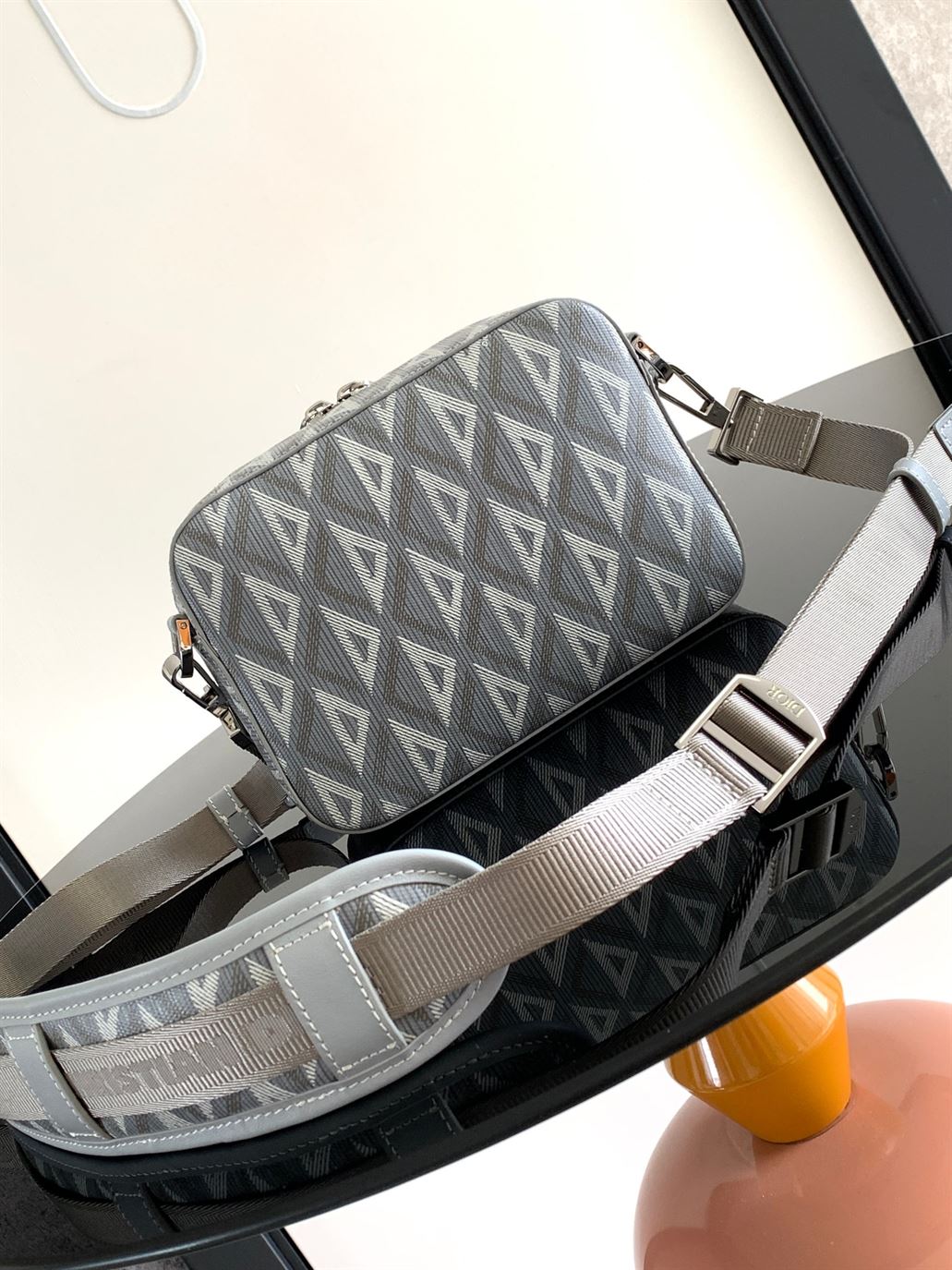 DIOR SAFARI BAG WITH STRAP GRAY CD DIAMOND CANVAS - DIO051