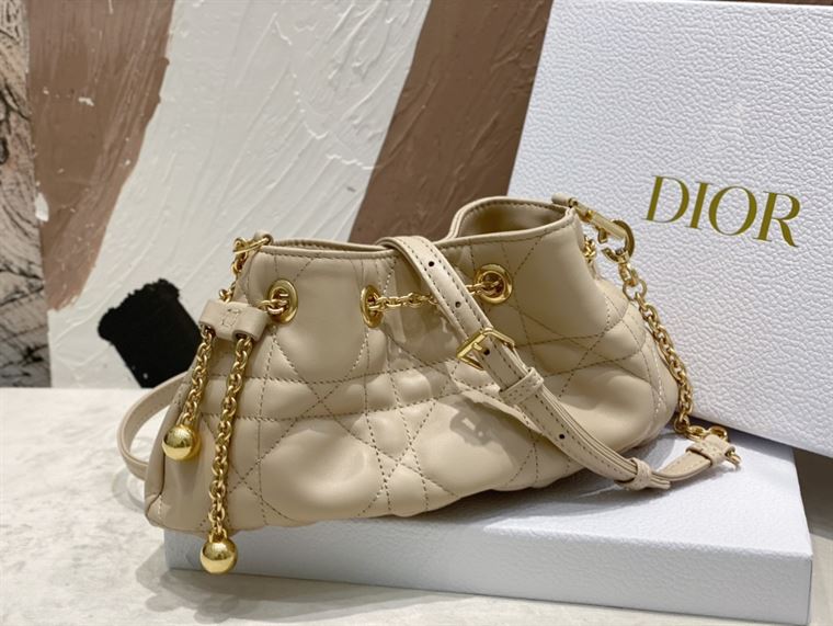 DIOR SMALL DIOR AMMI BAG BEIGE SUPPLE MACROCANNAGE LAMBSKIN