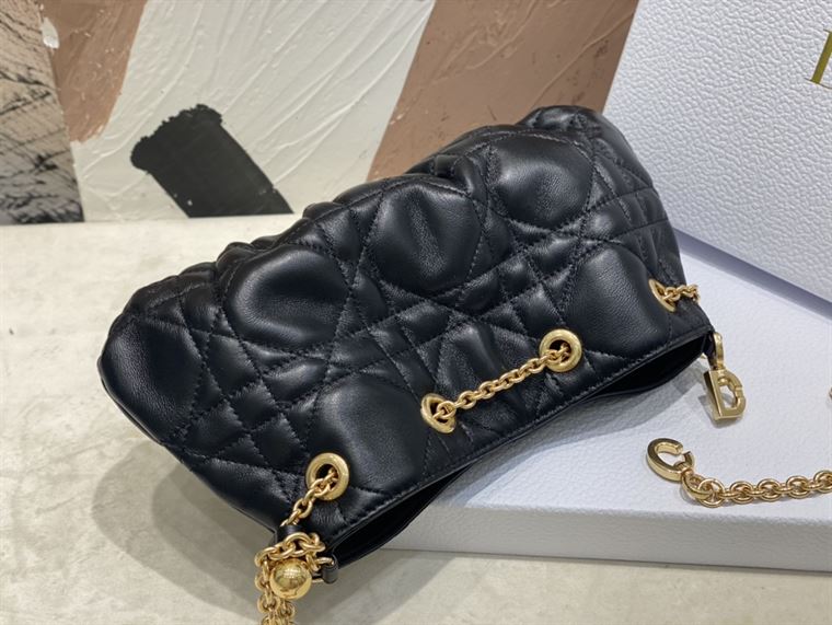 DIOR SMALL DIOR AMMI BAG BLACK SUPPLE MACROCANNAGE LAMBSKIN