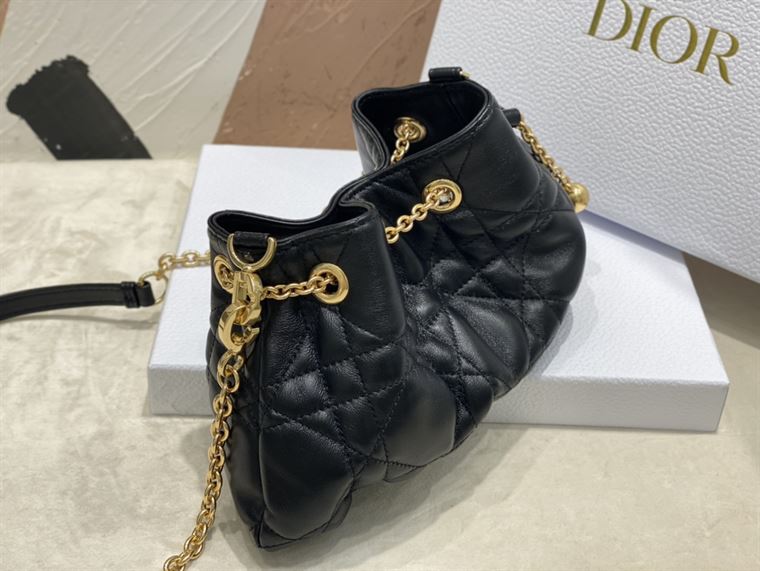 DIOR SMALL DIOR AMMI BAG BLACK SUPPLE MACROCANNAGE LAMBSKIN