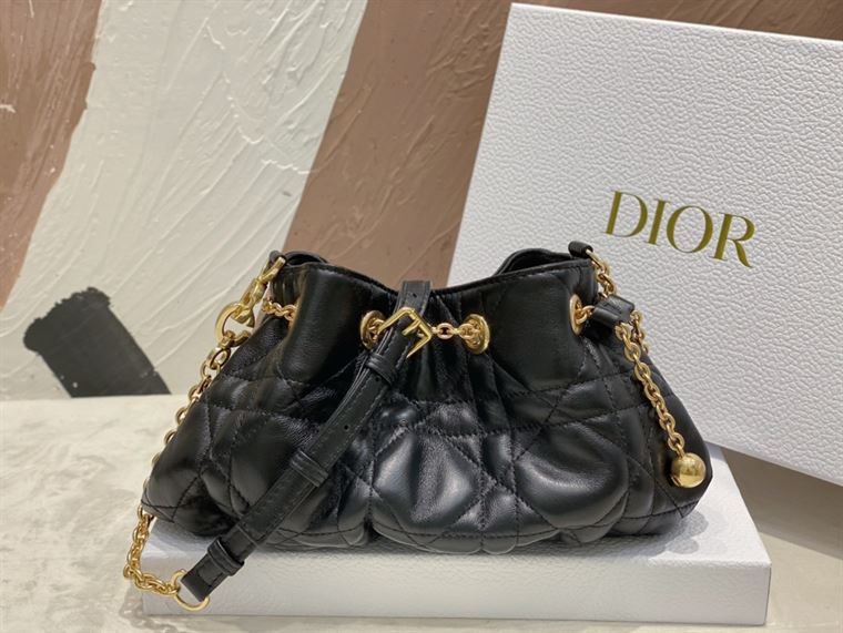 DIOR SMALL DIOR AMMI BAG BLACK SUPPLE MACROCANNAGE LAMBSKIN