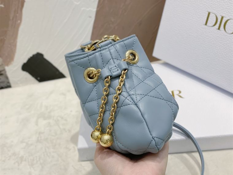 DIOR SMALL DIOR AMMI BAG BLUE SUPPLE MACROCANNAGE LAMBSKIN