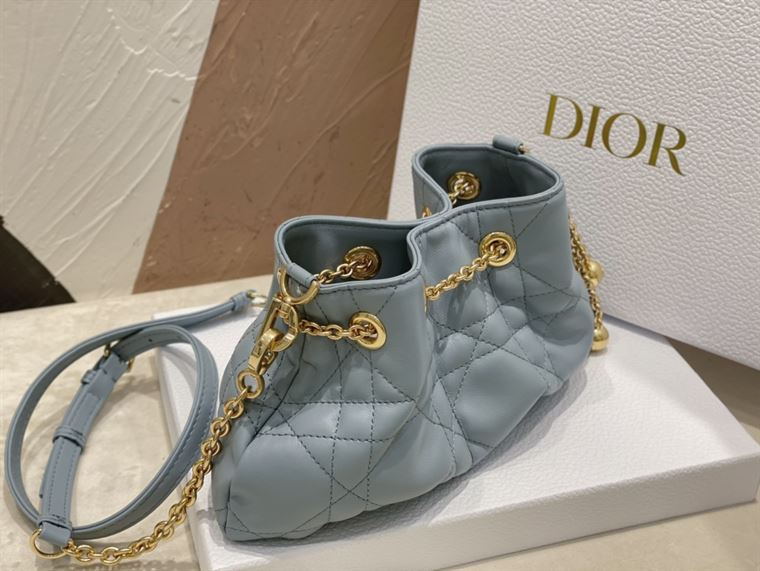 DIOR SMALL DIOR AMMI BAG BLUE SUPPLE MACROCANNAGE LAMBSKIN